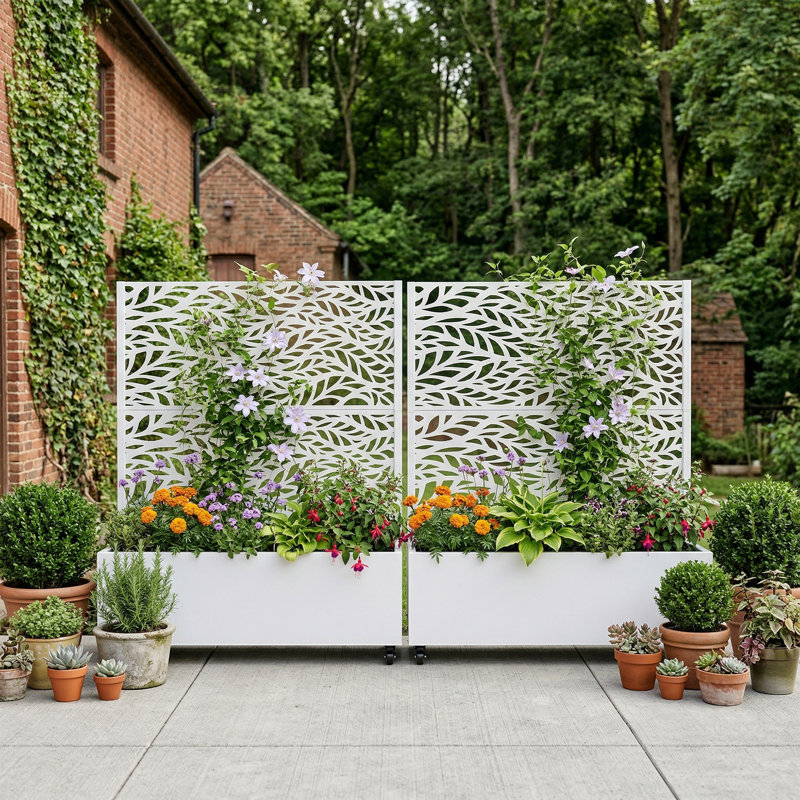 Jardinière en métal galvanisé avec treillis