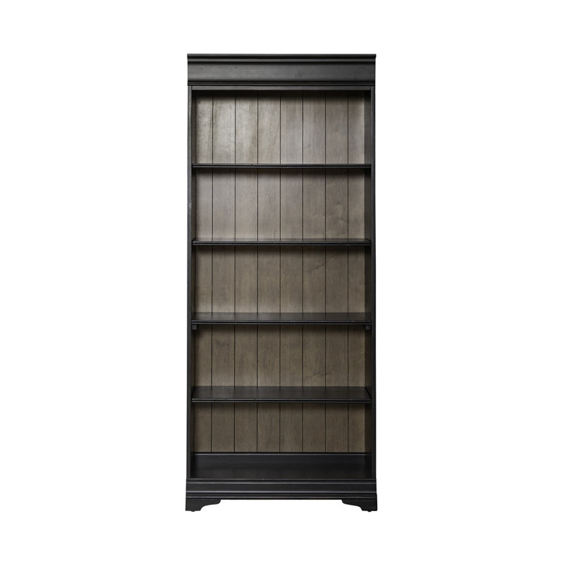  Juiliana Bookcase w/ Adjustable Shelves and Planked Back Panel, (4 Shelves) 72" H x 30" W x 13" D