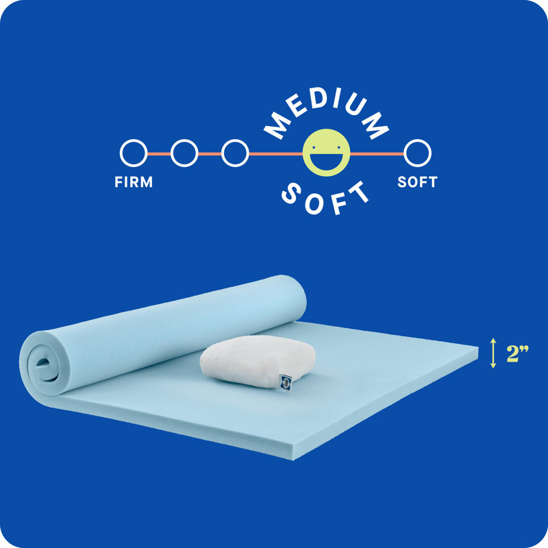 Sealy Dreamlife Medium Gel Memory Foam Mattress Topper with Cooling Cover, Twin, 2"