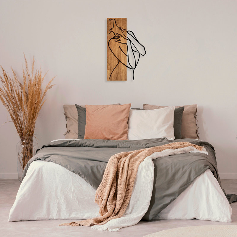 Elegant Decorative Wooden Wall Accessory, Walnut & Black, 14.2 x 22.8 inches | 50% Real Wood (Thickness: 1.2 inches) & Metal (Thickness: 0.06 inches) | Unique Color Variations, Perfect for Modern Home Décor