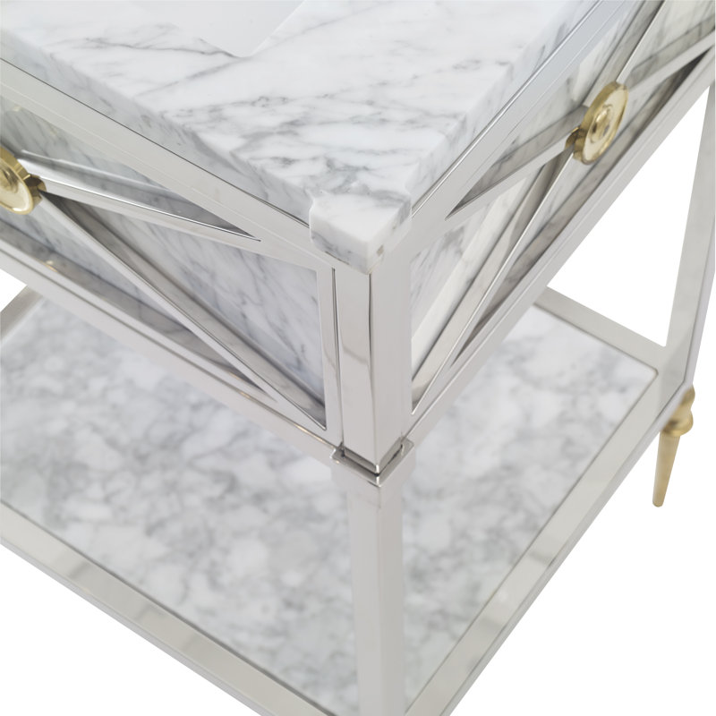 Petite Marble and Stainless Steel Single Bathroom Vanity