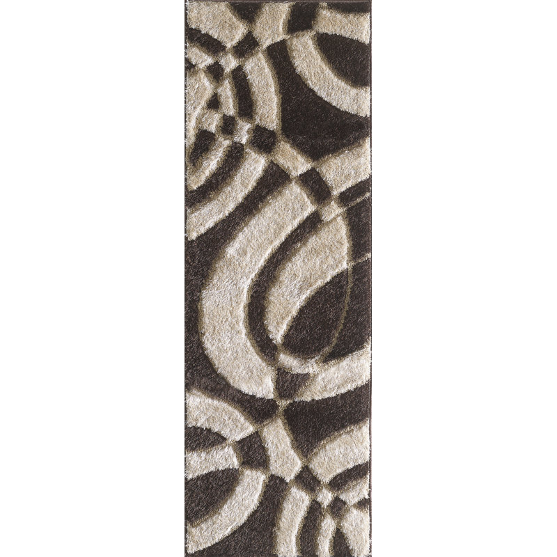 Tapis brun à poils longs Allese, Tapis de couloir 2 pi x 8 pi