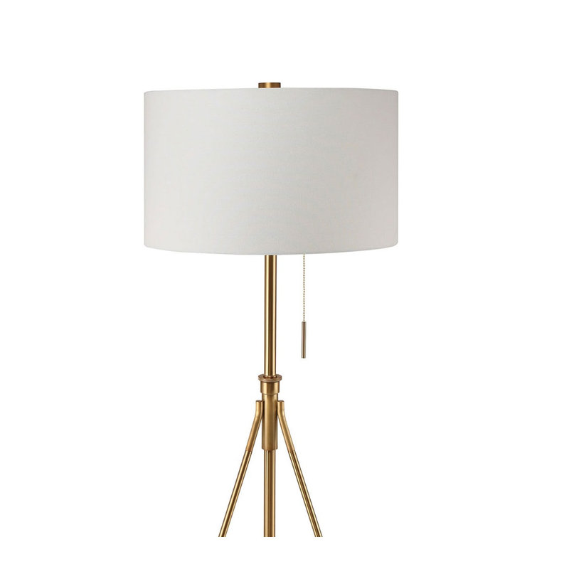 Lampe rétro sur pied en métal teinté 1 pi, Or brossé, Blanc