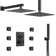 DualJetSpa 12" Dual Shower Head with Body Jets,Thermostatic Shower Faucet System with Rough-In Valve