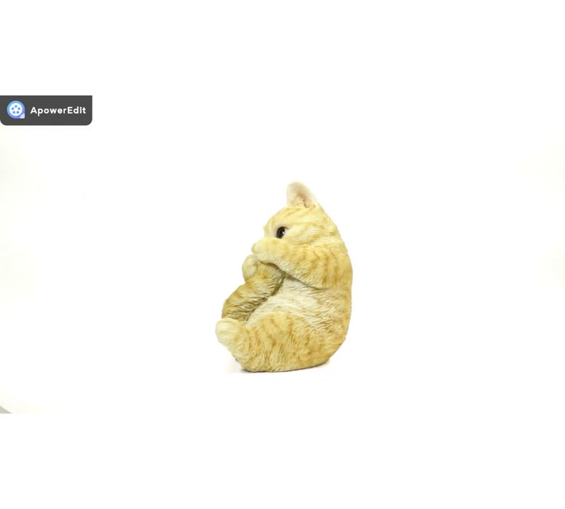 Adorable Orange Tabby Kitten Playing with Tail Garden Statue