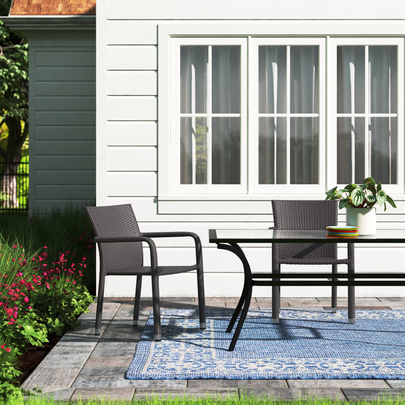 Fauteuil de table à manger empilable pour le patio Bronstein, Brun multi