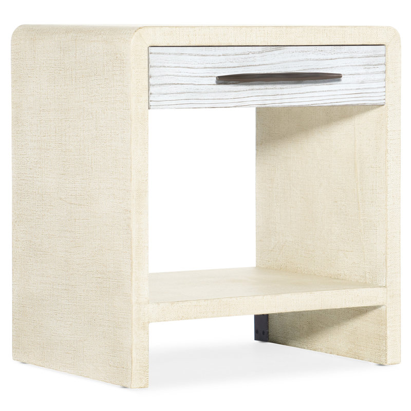 Serene Beige & White Transitional One-Drawer Nightstand with USB