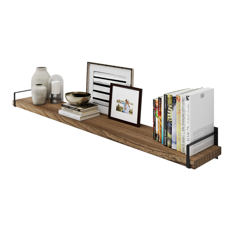 9.25" Floating Shelf For Living Room, Hanging Shelf With Heavy Duty Brackets, Office Shelf, Farmhouse And Boho Decor, Burnt, 1pc