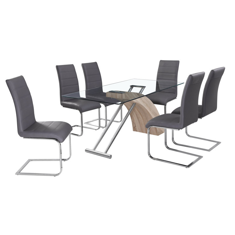 Remi Rectangular Glass Top Dining Table