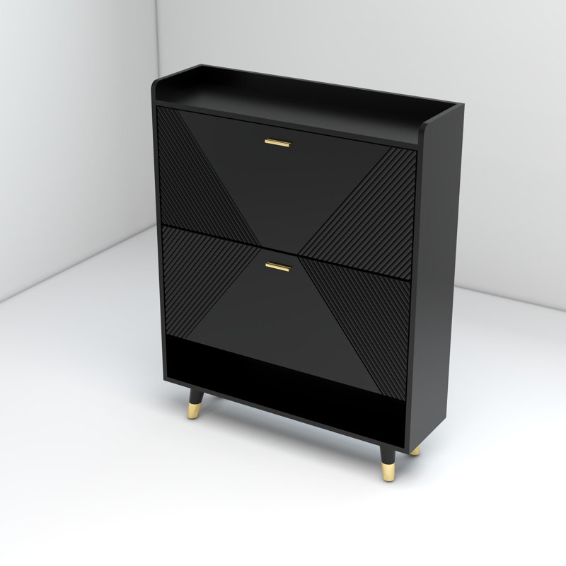 20 Pair Shoe Storage Cabinet, Black