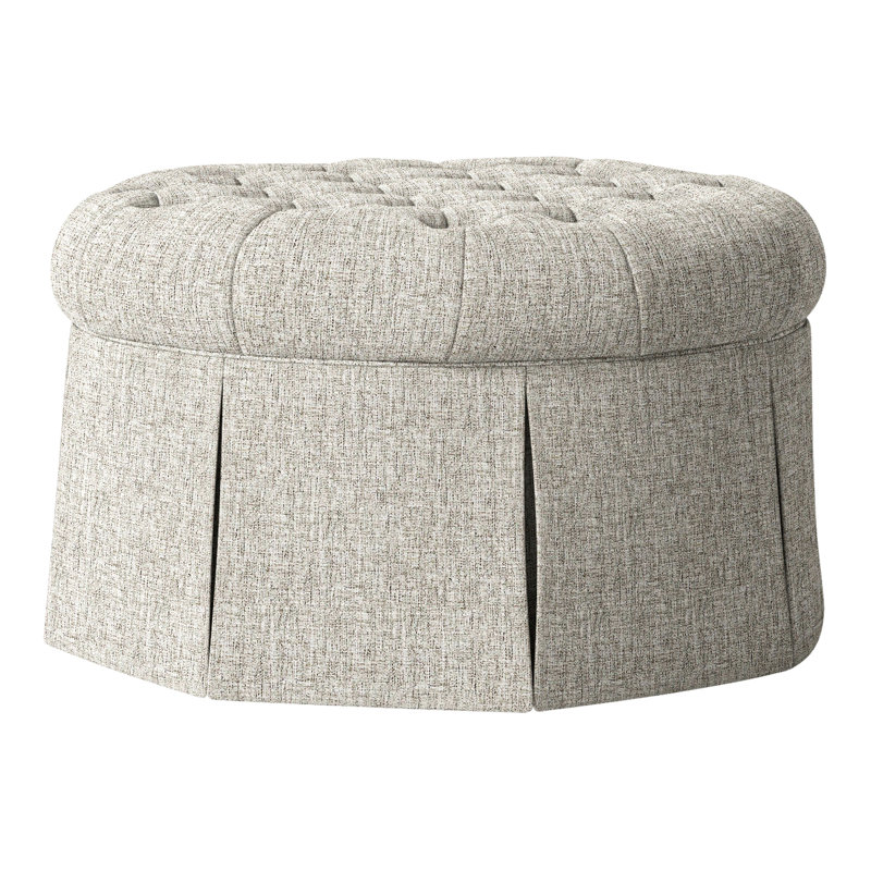 Repose-pieds cocktail capitonné rond 35 po Alma, Polyester lin 3155