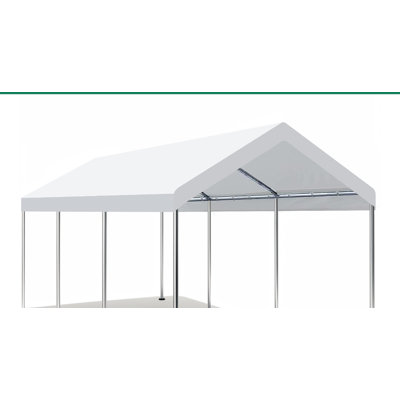 Abri d'auto 10 x 20 pi avec auvent de remplacement pour tente de garage avec 40 cordes élastiques résistantes aux rayons UV et aux déchirures, facile à assembler, blanc (housse seulement, cadre non inclus)
