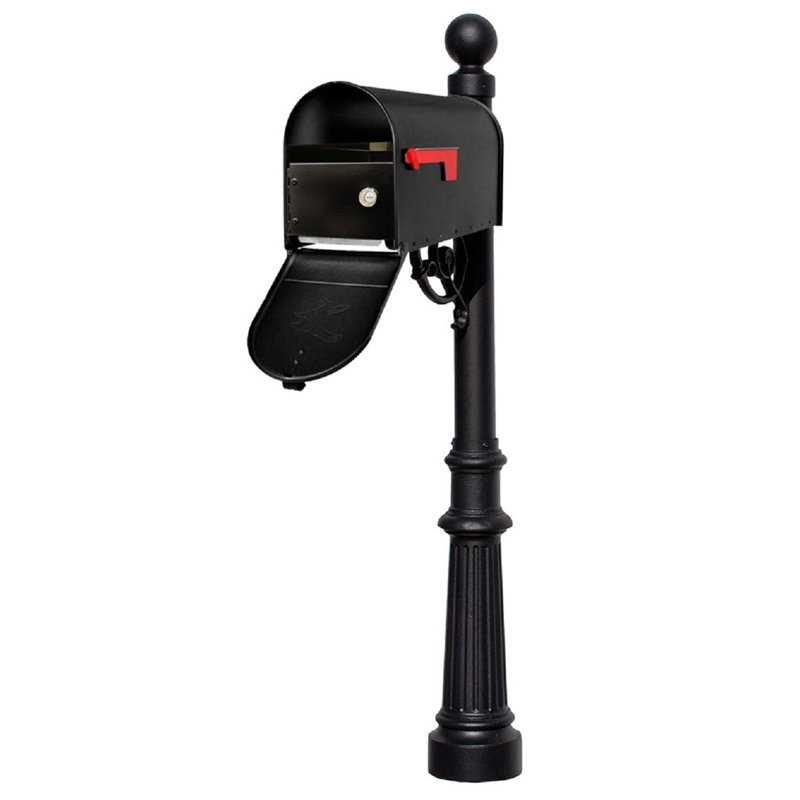 Aluminum Post Mounted Mailbox, Black
