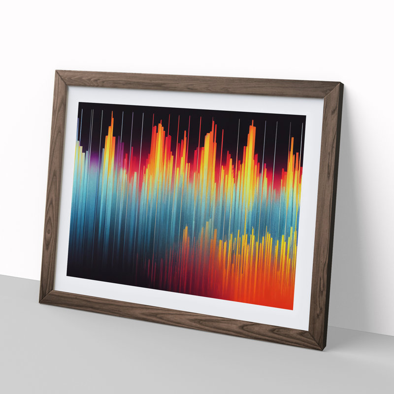 Electronic Audio Sound Bar Vol.6 Abstract - Single Picture Frame Print, Walnut , 25cm H x 34cm W x 2cm D