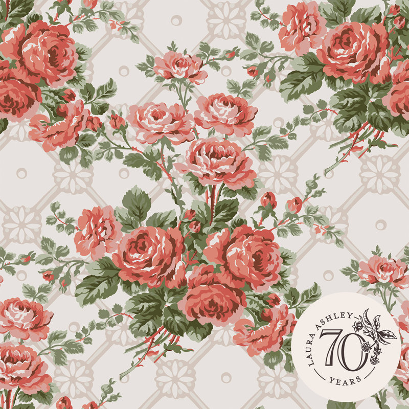 Laura Ashley Country Roses Old Rose Pink Removable Wallpaper