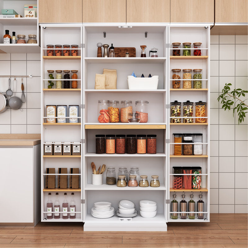Armoire de rangement pour garde-manger avec portes et tablettes réglables Buffet autoportant pour cuisine, salon et salle à manger