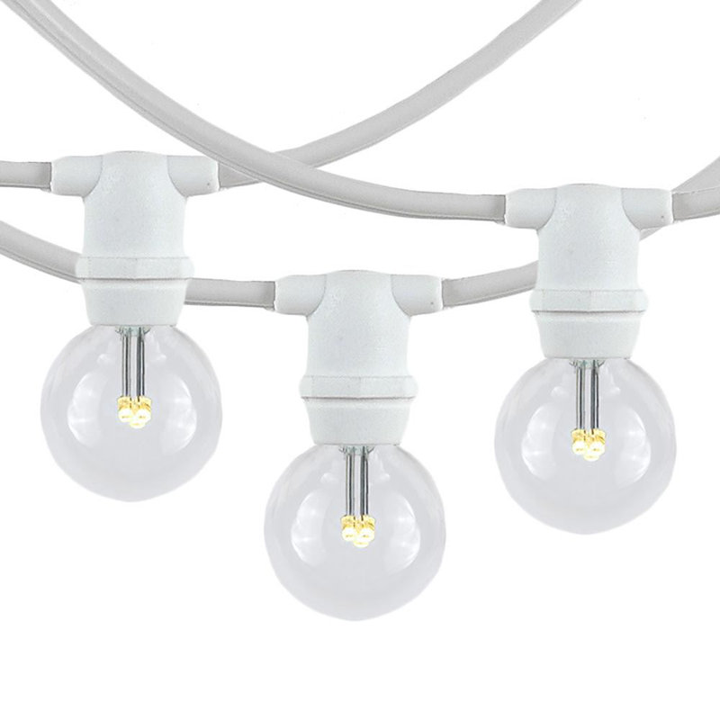 Warm White LED Globe Outdoor String Lights with Brown Wire, 100 Feet