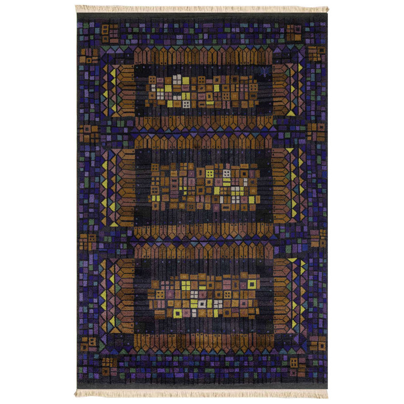 Tapis géométrique ton sur ton foncé foncé