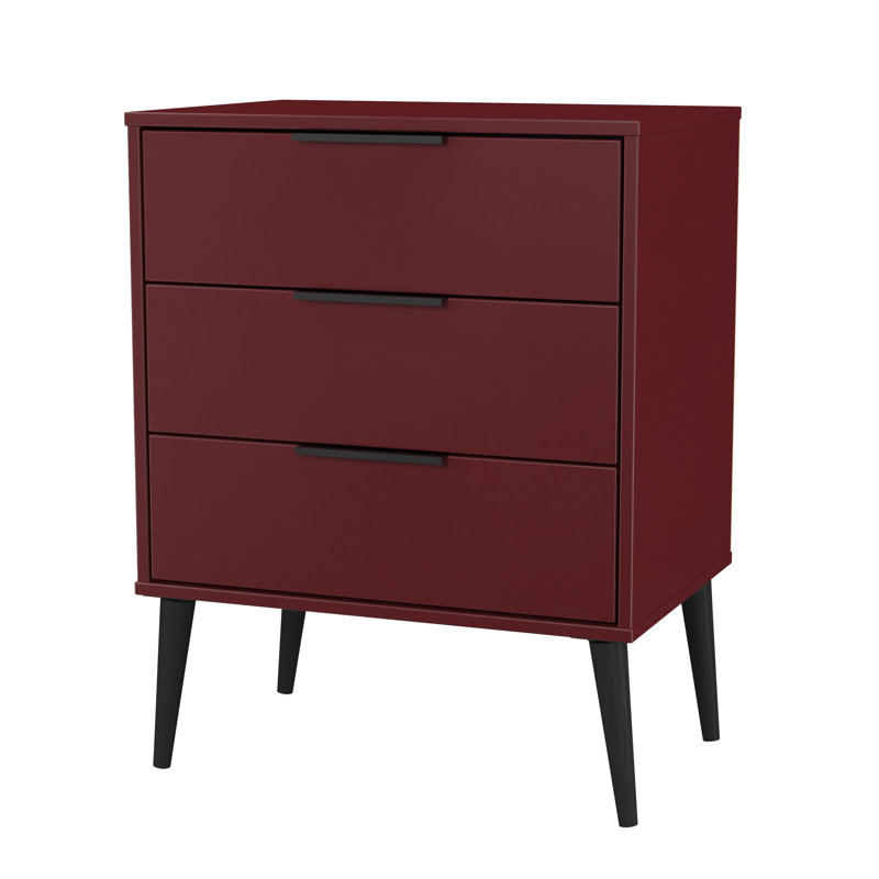 Bisceglia 58cm W 3 - Drawer Chest of Drawers, Red