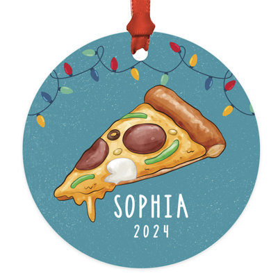 Custom Pizza Slice Ornament With Lights, Funny Foodie Tree Decor 20XX, Gift For Pizza Lovers