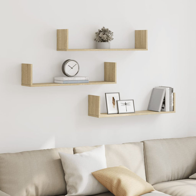 Riziero Floating Shelf, 18cm H x 80cm W x 18cm, Sonoma Oak