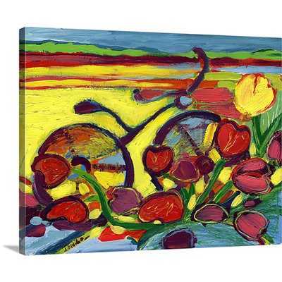 «Noleen Bicycle Ride Through the Tulip Field # 2», reproduction d'art sur toile