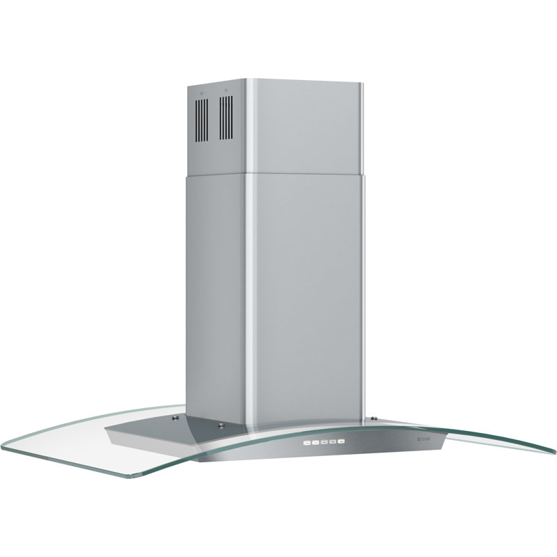 Brisas 36 In. 600 CFM Curved Glass Island Range Hood With LED Lights In Stainless Steel