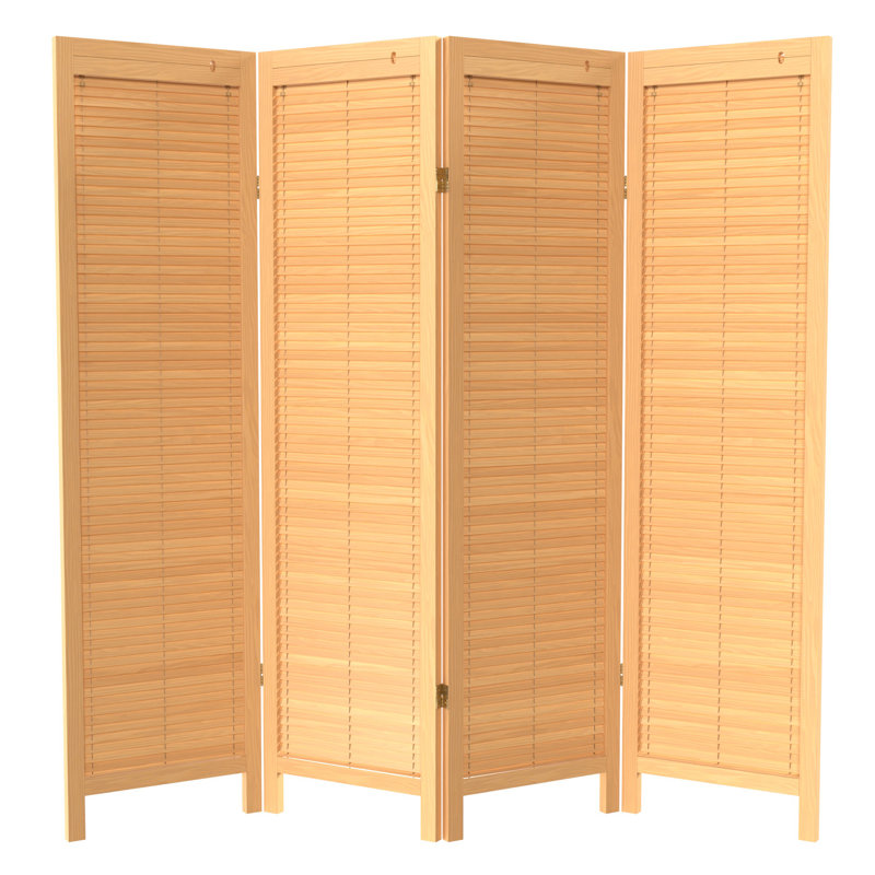 6 Ft. Tall Adjustable Shutter Room Divider White 3 Panel, 4, Natural