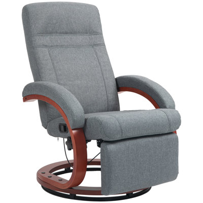 Plucinik Swivel Recliner Chair with Footstool, Wood Base, for Bedroom