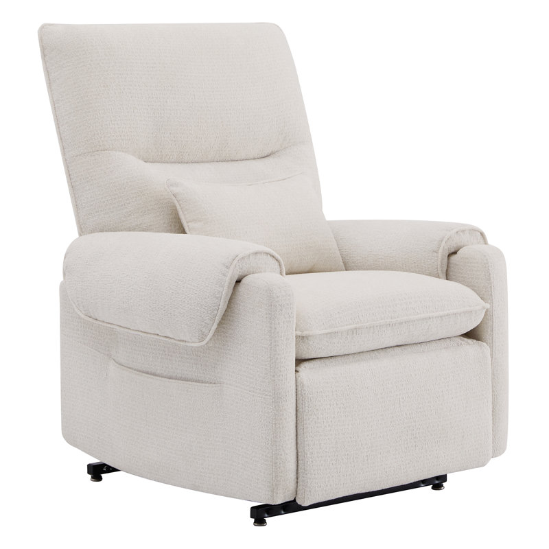 Fauteuil inclinable électrique avec chaleur et massage, 100 % polyester crème