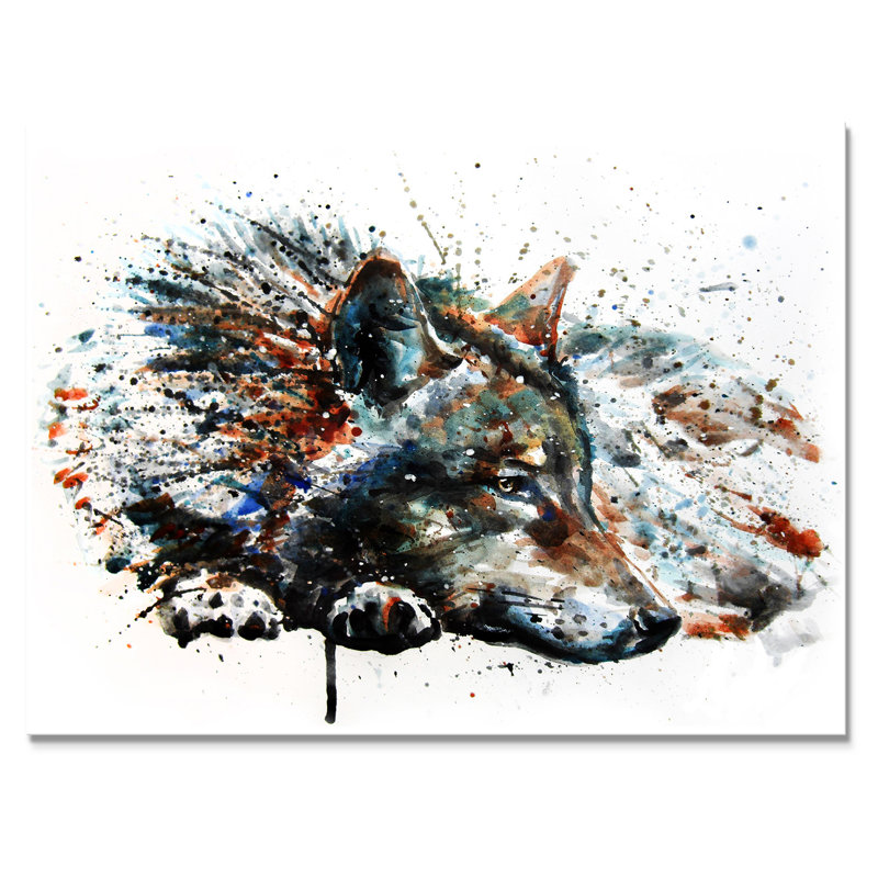 Loup, animaux sauvages - reproduction de cadre flottant sur toile, H 12 po x l 20 po x P 1 po, Toile tendue