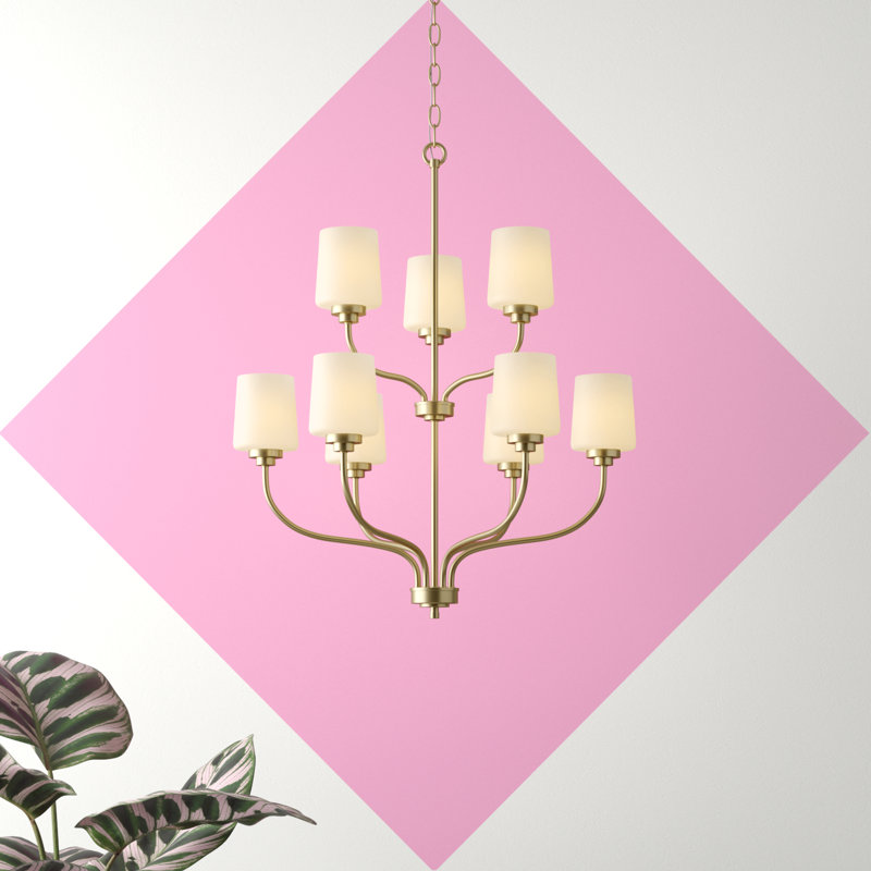 Windom 9 - Light Dimmable Classic / Traditional Chandelier, Satin Brass, Yes