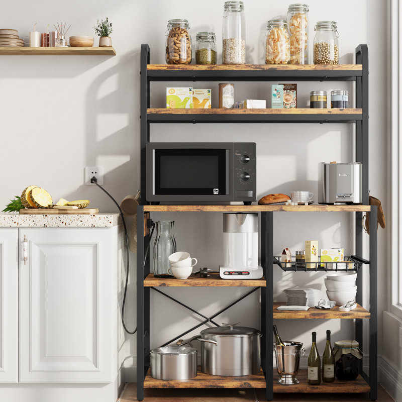 90 cm W Iron Shelving Unit, Brown