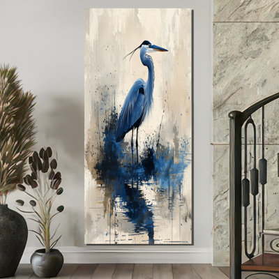 Azka Blue Heron Minimalisme Elegance I - héron, reproduction sur toile