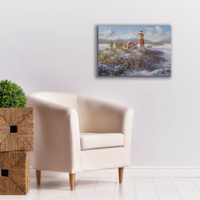 Toile épique «Lighthouse Bluff» par Nicky Boehme, graffiti épique, 26 po x 18 po