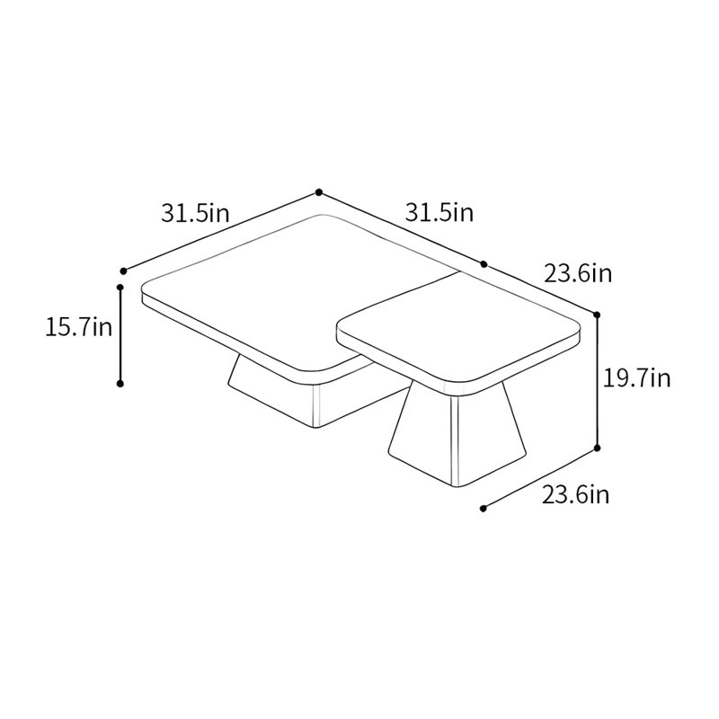 Tables basses tendance, moderne et luxueuse, H 15,7 po x L 31,5 po x l 31,5 po