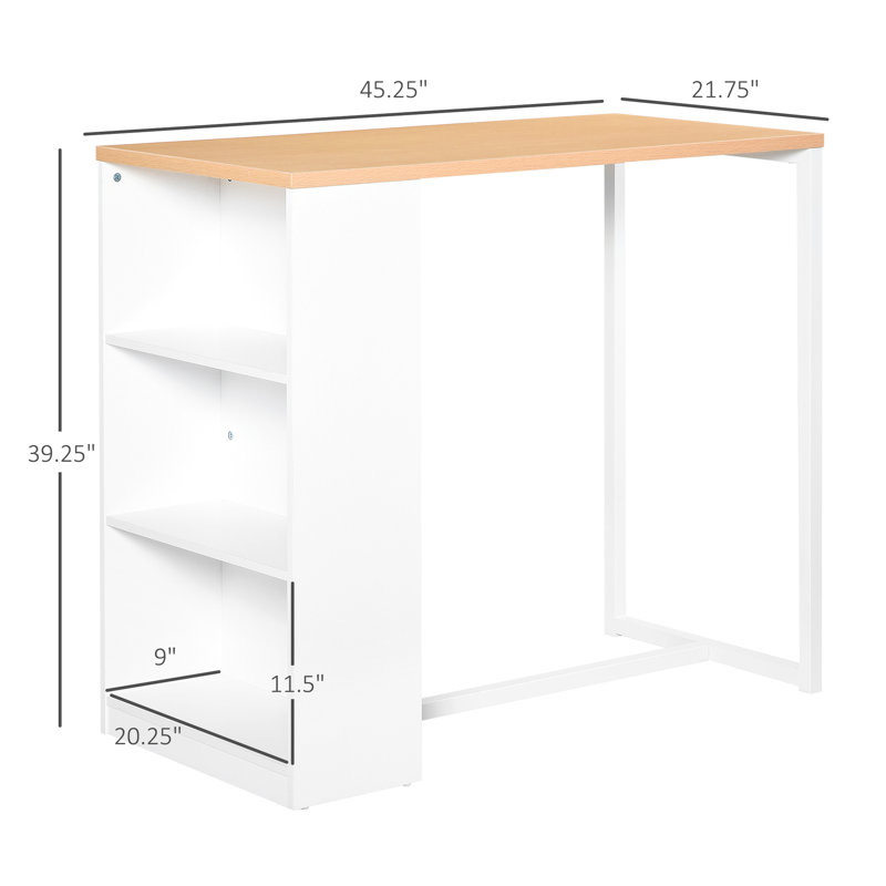 Table de salle à manger blanche à hauteur de comptoir avec 3 tablettes de rangement pour les tablettes de bar du salon, blanc, cuisine idéale et espaces