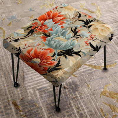 Yellow & Pink Contemporary Essence Fusion Floral I - Floral Rectangle Ottoman