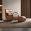 Chaise berçante moderne en bois massif avec repose-pieds-105838541