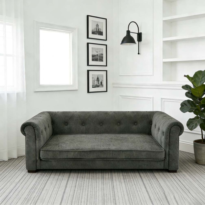 Lit rectangulaire élégant pour petits et moyens chiens, Gris foncé