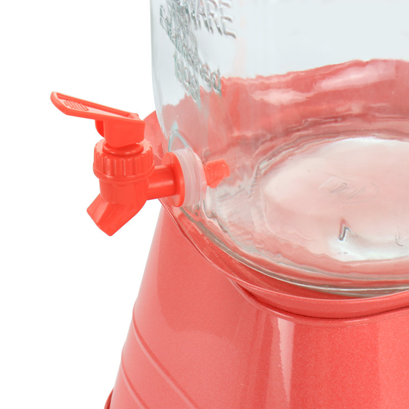 Shyleen 242oz. Glass Beverage Dispenser, Red