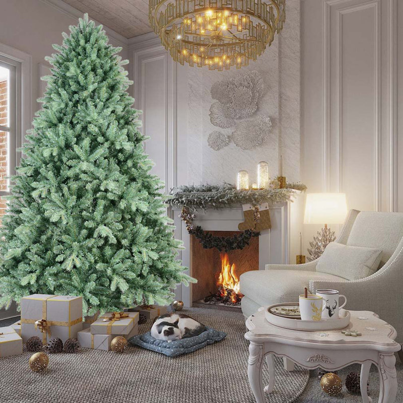 Arbre de Noël 4 pi teinté bleu-vert, H 4 pi, Non