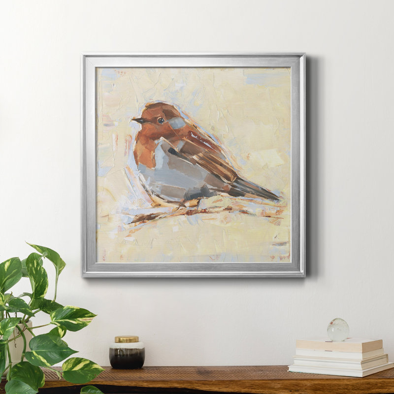 Oiseau variété I - reproduction de cadre photo sur toile, H 34,5 po x l 34,5 po x P 1,5 po, Cadre argenté