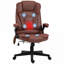 Fauteuil de direction vibrant à 6 points FlowLuxe, microfibre de polyester rouge foncé avec chaleur pour bureau personnel-997928134