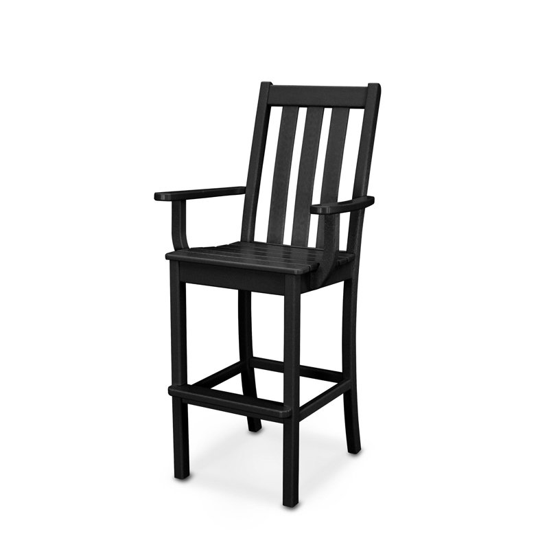 POLYWOOD Vineyard Bar Arm Chair, Black