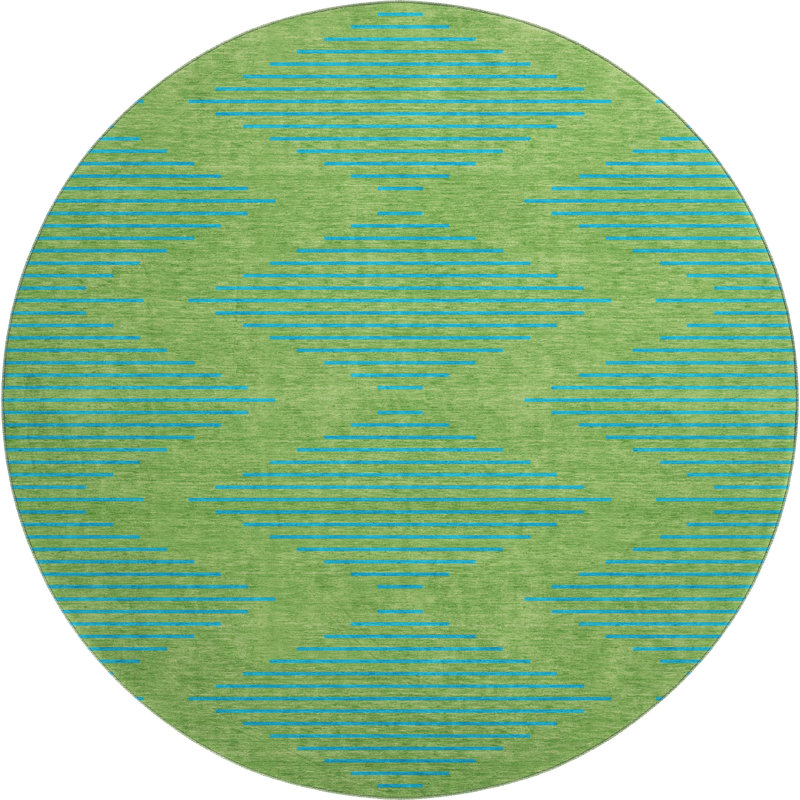 Premium Machine Washable Jahnke AMF1017 Geometric Rug, Round 8'