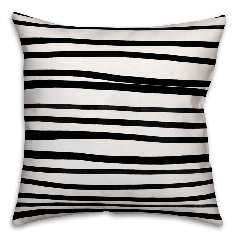 Coussin décoratif noir à rayures aquarelle, Intérieur