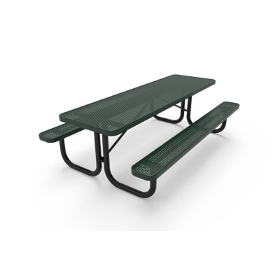 COATEDOUTDOORFURNITURE Table de pique-nique rectangulaire de 2,44 m (8 pi), perforée, verte