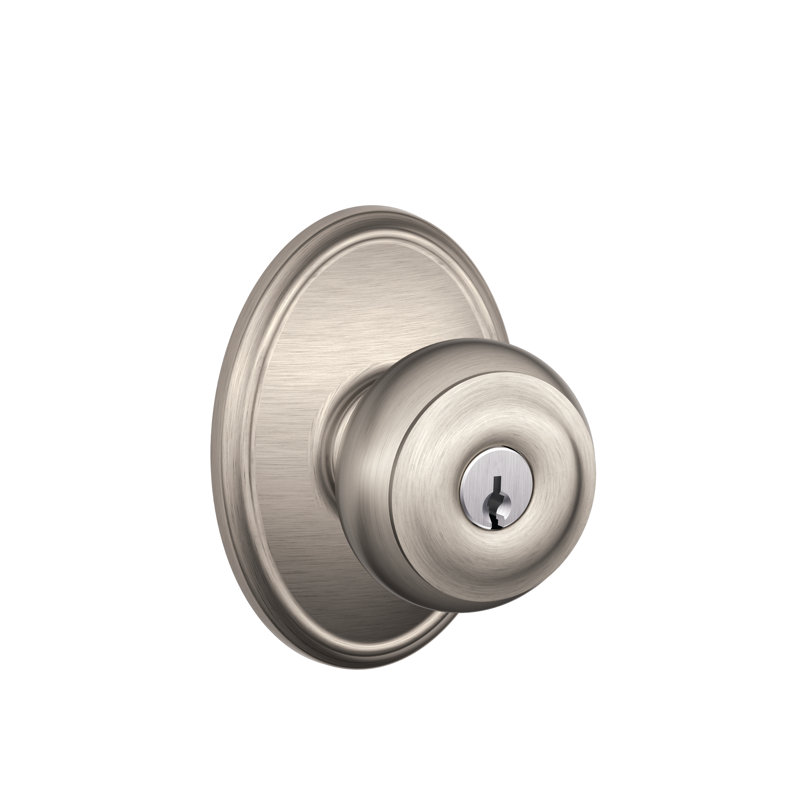 Georgian Knob with Wakefield Trim Keyed Entry Lock, Keyed Alike, Yes, Satin Nickel