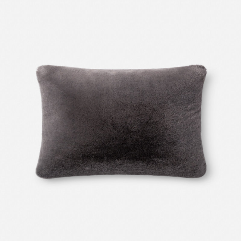 Reversible Throw Pillow, Charcoal, 13" x 21", No Fill